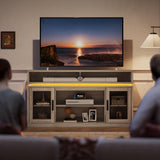 WLIVE TV Stand up to 65 Inch TV, 59" Entertainment Center with LED, Tall Farmhouse TV Media Console with Storage Cabinets for Living Room and Bedroom, Grey WLIVE