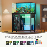 YITAHOME Fish Tank Stand with Power Outlets & LED Light, 40-50 Gallon Metal Aquarium Stand with Cabinet for Fish Tank Accessories Storage for Turtle Tank, Reptile Terrarium, 660LBS Capacity, Black YITAHOME