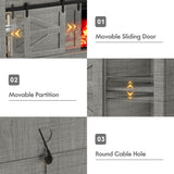 Furniwell Electric Fireplace TV Stand for TVs up to 65", Media Entertainment Center with 26” Fireplace, Farmhouse Console with Sliding Barn Door and Adjustable Storage Shelves for Living Room (Gray) Furniwell