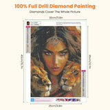 Miwixy Lions Diamond Art Kits for Adults, American Native Indian Woman Diamond Painting Kit,5D Full Drill Animal Diamond Art Canvas for Beginners Home Wall Decor 12 x 16 Inch Miwixy
