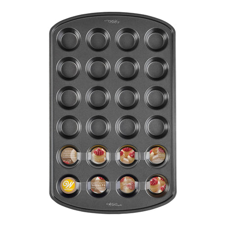 Wilton Perfect Results Premium Non-Stick Pan 24-Cup Mini Muffin Tin, Steel, Silver Wilton