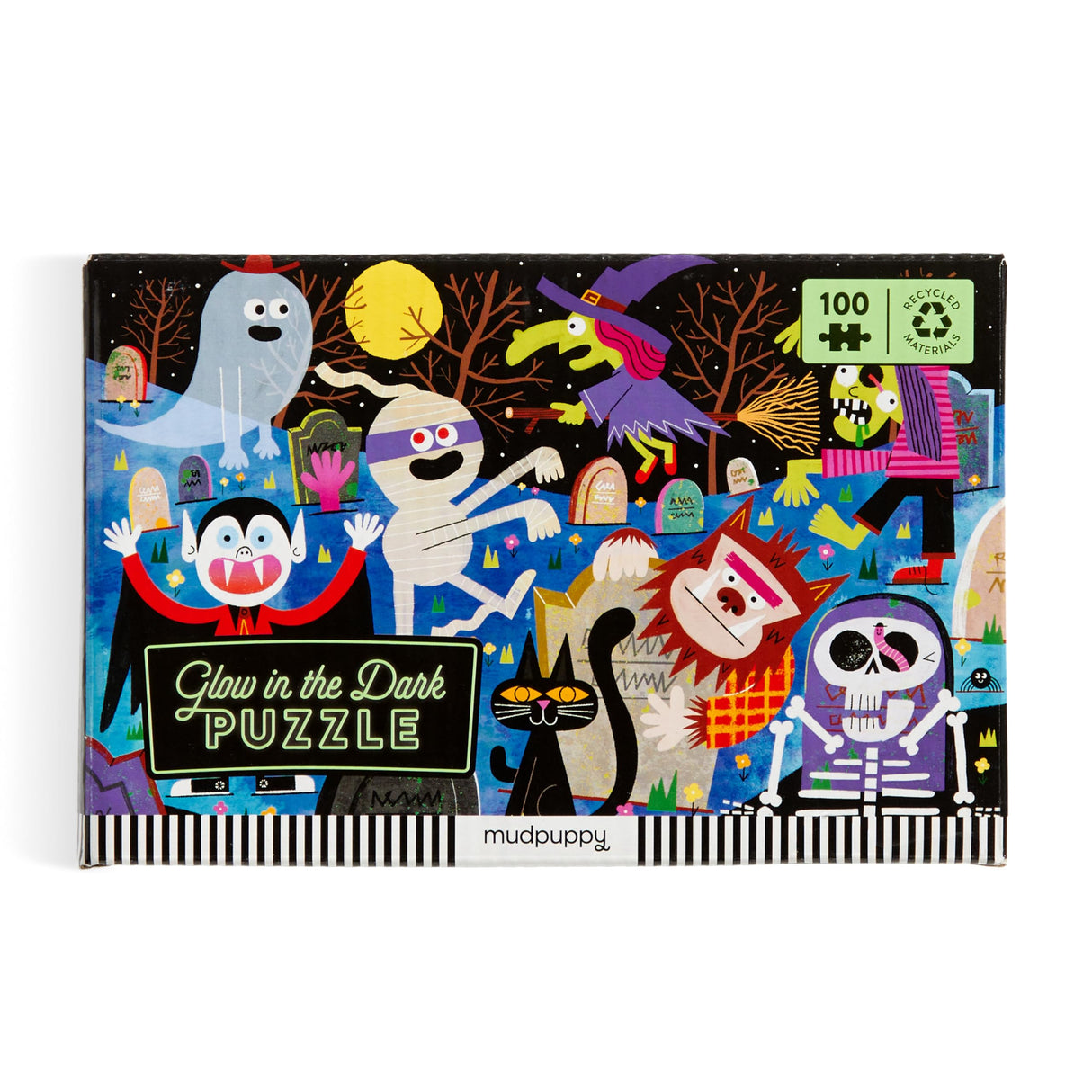 Mudpuppy Haunted Graveyard – 100 Piece Glow in The Dark Jigsaw Puzzle with A Scary Scene of Monsters and Creatures and Hidden Spooky Details in The Dark Mudpuppy