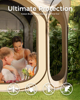 Mars Explo Screen Pop Up House Room Tent, Canopy Sun Shade Shelter for Camping, Patio, Backyard, Deck & Outdoor Activities, Portable Gazebo, Not Waterproof, 10'x10',Beige Mars Explo