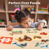 BenBen Puzzles for Toddlers 2-4,12 Animal Puzzles, 3 Levels Step-by-Step Color-Coded Jigsaw Puzzles, 48 Pieces Total, Educational Montessori Toys for Preschool Girls Boys BenBen