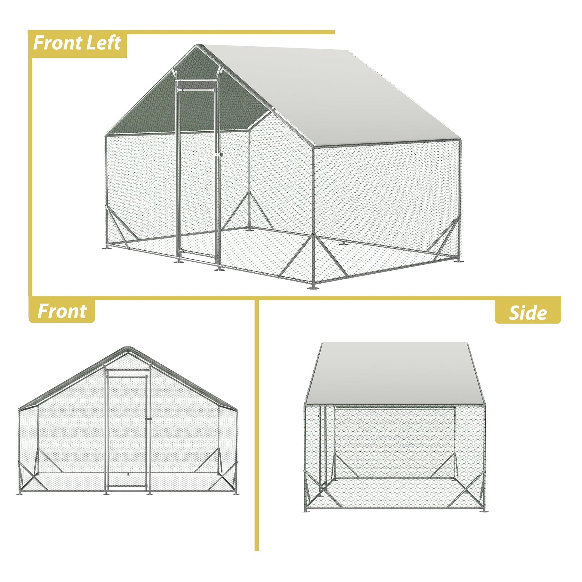 Metal Chicken Coop 10x6.6x6.56ft Walk-in Poultry Cage for 5/10 Chickens Chicken Run Hen Rabbit Duck House with Waterproof Cover for Outdoor Farm Use - WoodArtSupply