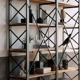 IRONCK Bookshelves Double Wide 6-Tier 76" H, Open Large Bookcase, Industrial Style Shelves for Home Office, Easy Assembly IRONCK