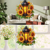 MXJSUA Lantern Sunflowers Special Shaped Hanging Diamond Painting Art Kits for Adults, Crystal Rhinestone Acrylic Gem Art Pendant Ornaments Kit for Home Decoration and Gift MXJSUA