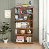 PayLessHere Modern Brown 5-Tier Bookshelf for Stylish Storage and Organisation PayLessHere