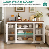 YITAHOME Sideboard Buffet Cabinet with Storage, 59" Buffet Storage with 4 Doors, Modern Farmhouse Coffee Bar Station Wood Kitchen Table with Adjustable Shelves for Kitchen, Living Room (White) YITAHOME