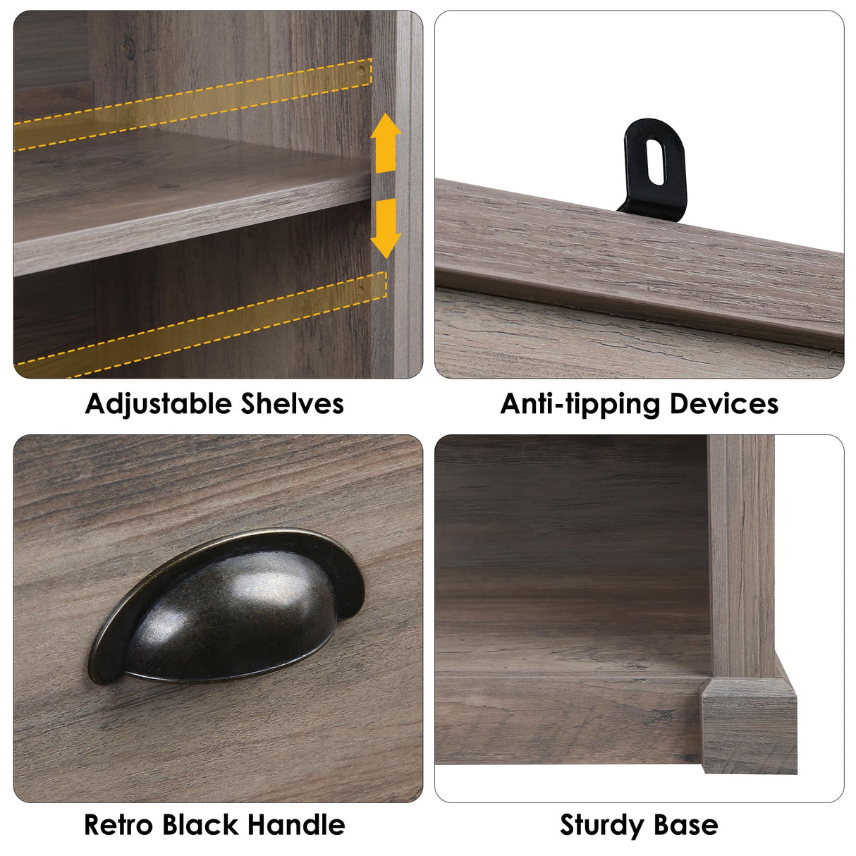 FACBOTALL 72" Farmhouse Bookshelf and Bookcase with Storage, Tall Bookshelf with Drawers, 5 Tier Book Shelf with Storage, Wood Display Shelves for Home Office, Study, Wash Gray FACBOTALL