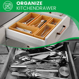 Bamboo Drawer Organizer Set, 5-Piece Storage Trays for Kitchen, Bathroom, Office Desk, Makeup & Junk Drawers,Utensils Bayting