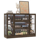 BONITURE Display Cabinet with Acrylic Glass Doors,Extra Wide Curio Cabinet with LED Lighting for Collectibles, Collectibles Toy Organizers Rack & Display Shelf Display Case, Walnut BONITURE