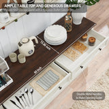 IFGET Farmhouse Buffet Cabinet, 60" Storage Cabinet w/9 Drawers, Large Wood Rustic Sideboard Cabinet w/Three Drawer Sizes, Coffee Bar Cabinet for Dinning Room, Hallway, Bedroom (White) IFGET