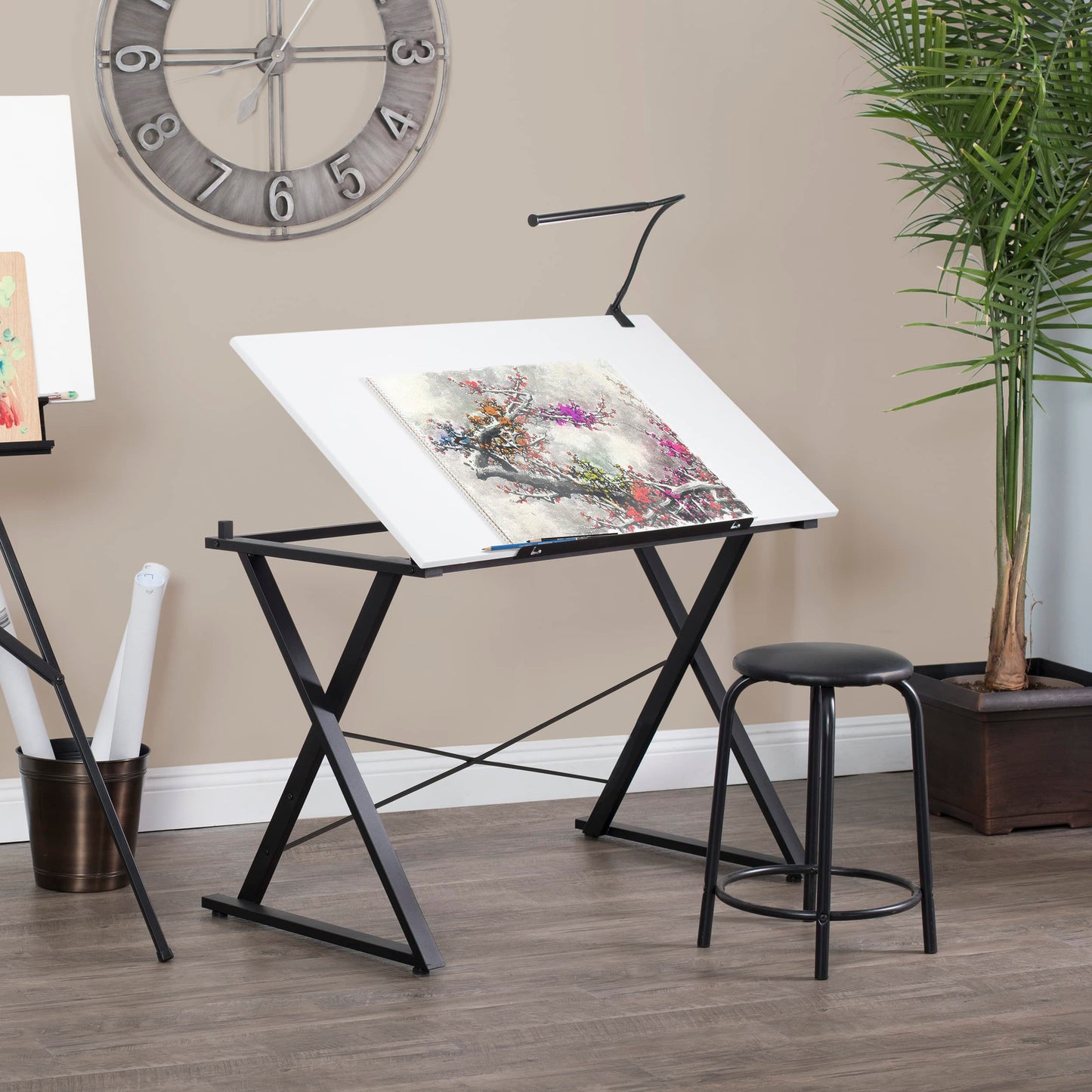 Studio Designs Modern Axiom Artists Drawing Table - Charcoal and White - WoodArtSupply