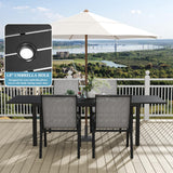 Outdoor Expandable Dining Table 71"-106" Aluminum Patio Dinner Table for 8-10 Person, Rectangular Metal Collapsible Tables with Umbrella Hole, Patio Tables with Extendable Top for Garden, Backyard PIZZELLO