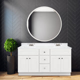 Design House Brookings 60 Inch Bathroom Vanity, Ready to Assemble, Solid Wood, Sherwin Williams® White, 599019-WHT Design House