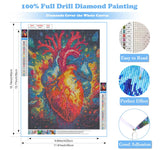 DIY Heart Diamond Art Kits for Adults, 5D Diamond Painting for Beginners, Diamond Dot, Small Gem Painting Kit, Dimond Art Paintings Kit, Crafts for Adults, Crystal Art, Home Wall Decor 12x16inch Rekxtmo
