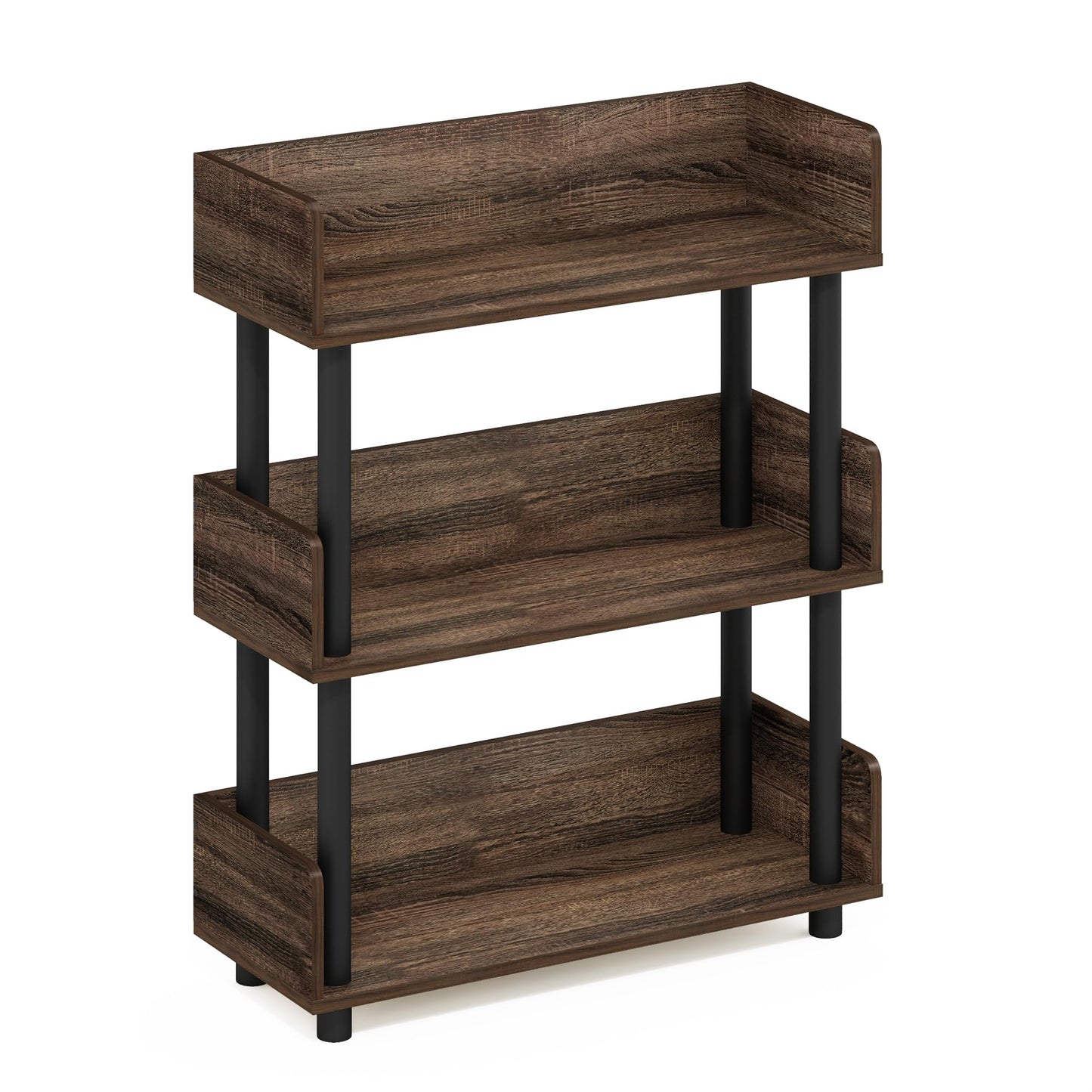 Furinno Turn-N-Tube 3-Tier Toolless Freestanding Multipurposes Display Rack, Walnut - WoodArtSupply