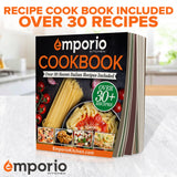 Emporio Kitchen Baking Pan Set - Nonstick Coating, Carbon Steel Bakeware Set with White Silicone Handle, PFOA, PFOS, PTFE Free, Recipe Booklet Included, Oven Safe Tray (Up To 450° F) Set of 25 - White Emporio Kitchen