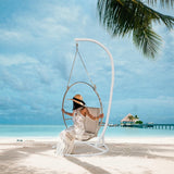 Hammock Stand Only Hammock Chair Stand Only Hanging Chair Stand Only Swing Stand Frame Outdoor Indoor Egg Chair Stand Only C Stand for Hanging Chair Swing Porch Heavy Duty (White) ARTBUSKE