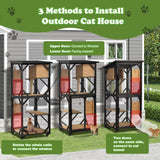 Grepatio Catio Outdoor Cat Enclosure Outside Wooden Cat House with Weatherproof Large Cat Cage Condo Outdoor Playpen with Platform and Sleep House Cat Scratching Board & Ball (Black) Grepatio