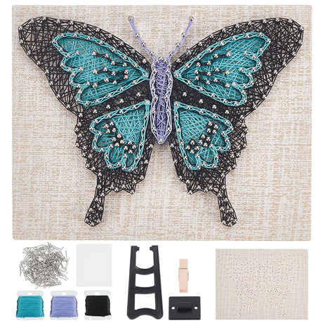 WEBEEDY DIY Blue Butterfly String Art Kit for Adults Beginners 3D Animal String Art Crafts Kit,Arts Crafts Kit Include All Necessary Accessories and Frame,Home Wall Decor Christmas Unique Gift WEBEEDY