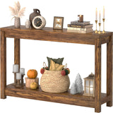 Besiost 47" Farmhouse Wood Entryway Table Narrow Console Table with Storage Behind Couch Sofa Table with Shelves Entry Way Table with Open Storage, Easy Assembly, Rustic Brown Besiost
