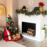 72Feet Christmas Garland, Icnice Garland Christmas Decorations with 36 Xmas Red Velvet Bow and 24Decor Ball, Artificial Pine Garland Xmas Tree Wreath Non-Lit Greenery Decoration for Home Wedding Party Icnice