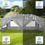 COBIZI 10x20 Pop Up Canopy Tent with 6 Sidewalls Tents for Parties Waterproof Camping Canopy Ez Up Party Tent Outdoor Portable Gazebo for Backyard Commercial Event Tent, Grey COBIZI