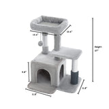 Pesofer Cat Tree, Small Cat Condo with Sisal Scratching Post and Massage Post Light Gray Pesofer