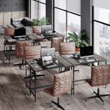 HOOBRO Computer Desk, Home Office Desk with Power Outlet, Modern Study Writing Desk with 3 Hooks for Study Room, Home Office, Sturdy and Stable, Easy to Assemble, Charcoal Gray and Black BC41UDN01 HOOBRO