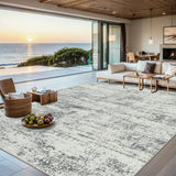 8x10 Area Rugs for Living Room - Washable Rug Modern Abstract Soft Large Neutral Non-Slip Carpet Indoor Floor Stain Resistant Thin Carpets for Bedroom Dining Room Farmhouse Nursery Home Office Grey PLHXFR