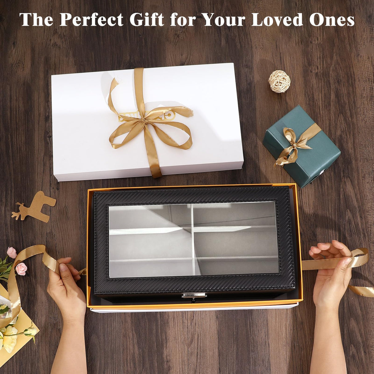 MoKo Sunglasses Organizer with 18 Slots, 3-Layer Leather Sunglass Display Collection Holder Case with Drawer Clear Glass Lid, Lockable Eyeglass Glass Jewelry Watch Storage Box for Women Men, Black MoKo