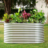 Land Guard 6x3x3ft Oval Galvanized Raised Garden Beds, Large-Capacity Metal Planter Box Outdoor, Durable Deep Raised Garden Bed 3ft Tall, Raised Beds for Gardening Vegetables, Classic Silver Land Guard