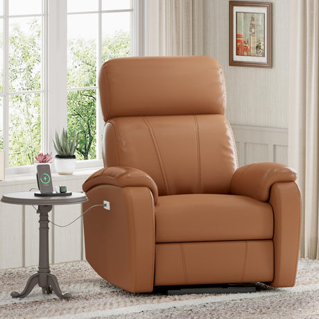 FLEXISPOT X3 Power Recliner Chair, Adjustable Electric Recliner with USB Port, Thick Cushion & Padded Back, Comfortable Faux Leather Chair for Adults, Living Room, Nursery, Home Theater (Saddle Brown) FLEXISPOT