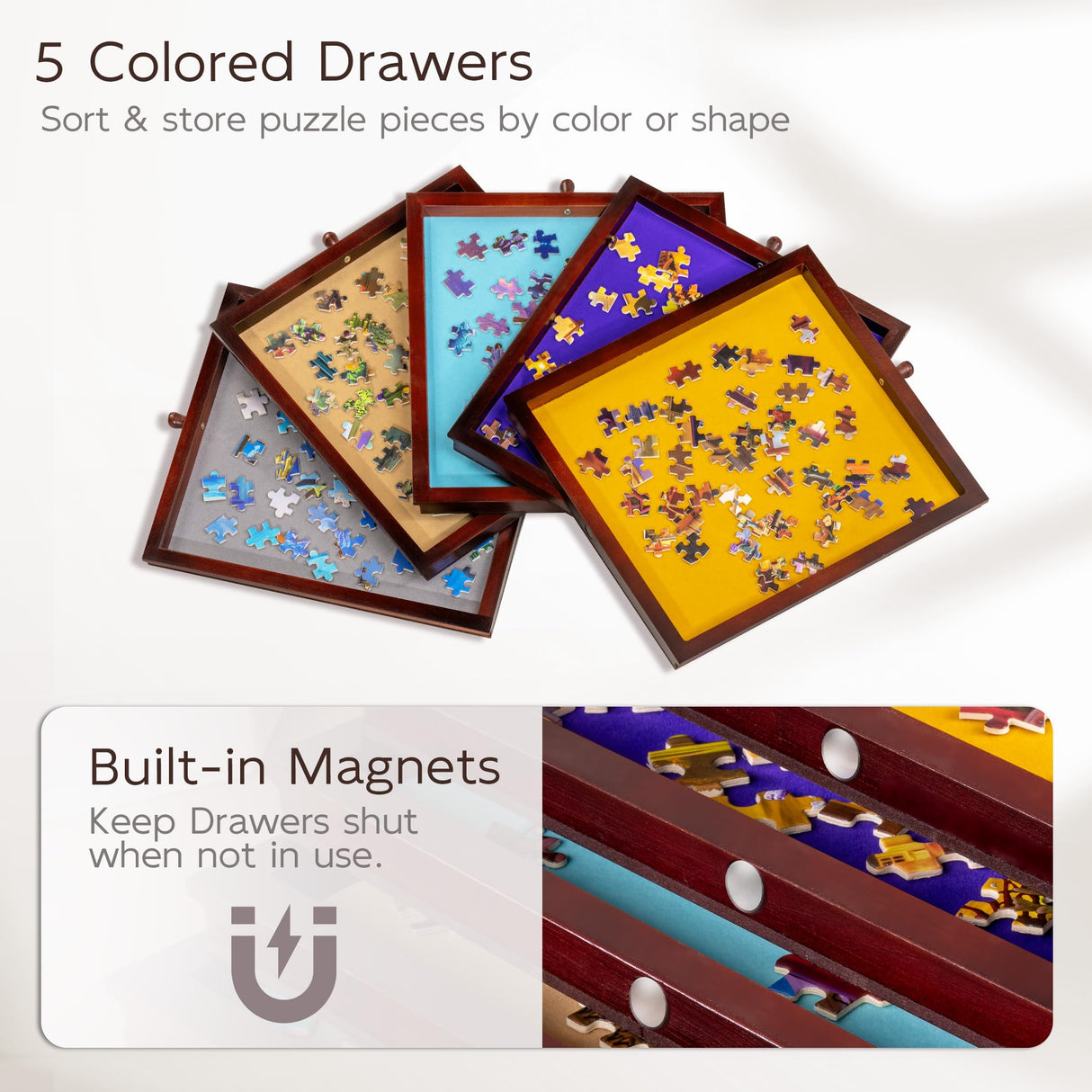 Becko US 1500 Piece Tilting Puzzle Table with 5 Drawers & Cover, Adjustable Puzzle Board with 5 Tilt Angle & Height Adjustment, Portable Jigsaw Tables for Adults, Easy to Move, for 1500 Piece Puzzles Becko US