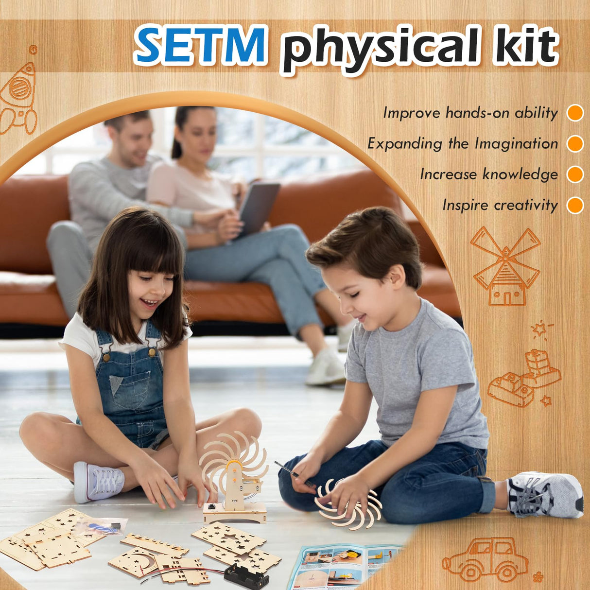 STEM Toys Wooden Building Kit for Kids Ages 8-12, Physics Wood Craft Set, DIY Science Building Projects for 6-8 with Hands-on Learning Activities - Educational Science Craft Model Kit Wzzkppa