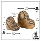 WHW Whole House Worlds Tree of Life Embellished Hearts, Set 2,Carved Mango Wood, Rustic Incised Branch Pattern, 6.25 and 4.75 Inches WHW Whole House Worlds
