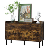 LYNSOM Dresser for Bedroom, 6 Drawer Rustic Brown Dresser with Wide Drawer and Metal Handles, Modern Dressers & Chests of Drawers for Hallway Entryway LYNSOM
