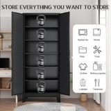 GAIOUS 75.2" Tall Storage Cabinet, Pantry Storage Cabinet with 2 Door and 5 Adjustable Shelves, Black Kitchen Food Storage Cabinet, Metal Utility Cabinet for Kitchen, Dinning Room, Laundry Room GAIOUS