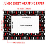 ZINTBIAL Christmas Wrapping Paper for Kids Adults - Xmas Wrapping Paper with Red/Black Plaid, Reindeer, Gnome, “Ho Ho” Words - 28 x 40 Inches, 6 Jumbo Sheets, Easy to Store ZINTBIAL