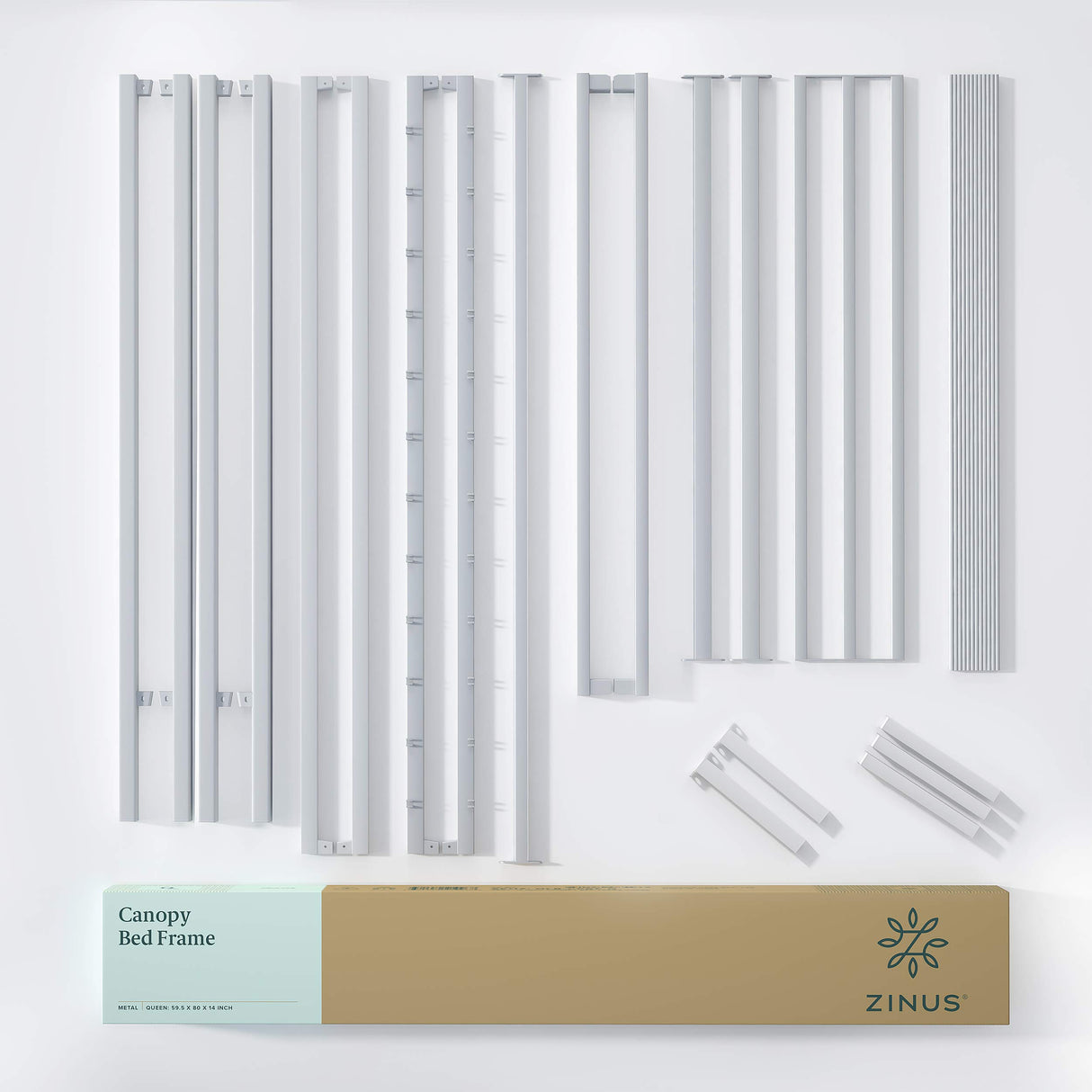 ZINUS Patricia White Metal Canopy Platform Bed Frame, Mattress Foundation with Steel Slat Support, No Box Spring Needed, Easy Assembly, Full ZINUS