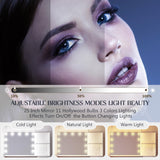 Lareth Vanity Desk 39 inch with Mirror Light and Power Outlet, Farmhouse Makeup Table Set with Stool, 3 Color Adjustable Lights Bedroom Dressing Table with 4 Drawer for Women Girls Teen, Antique White Lareth