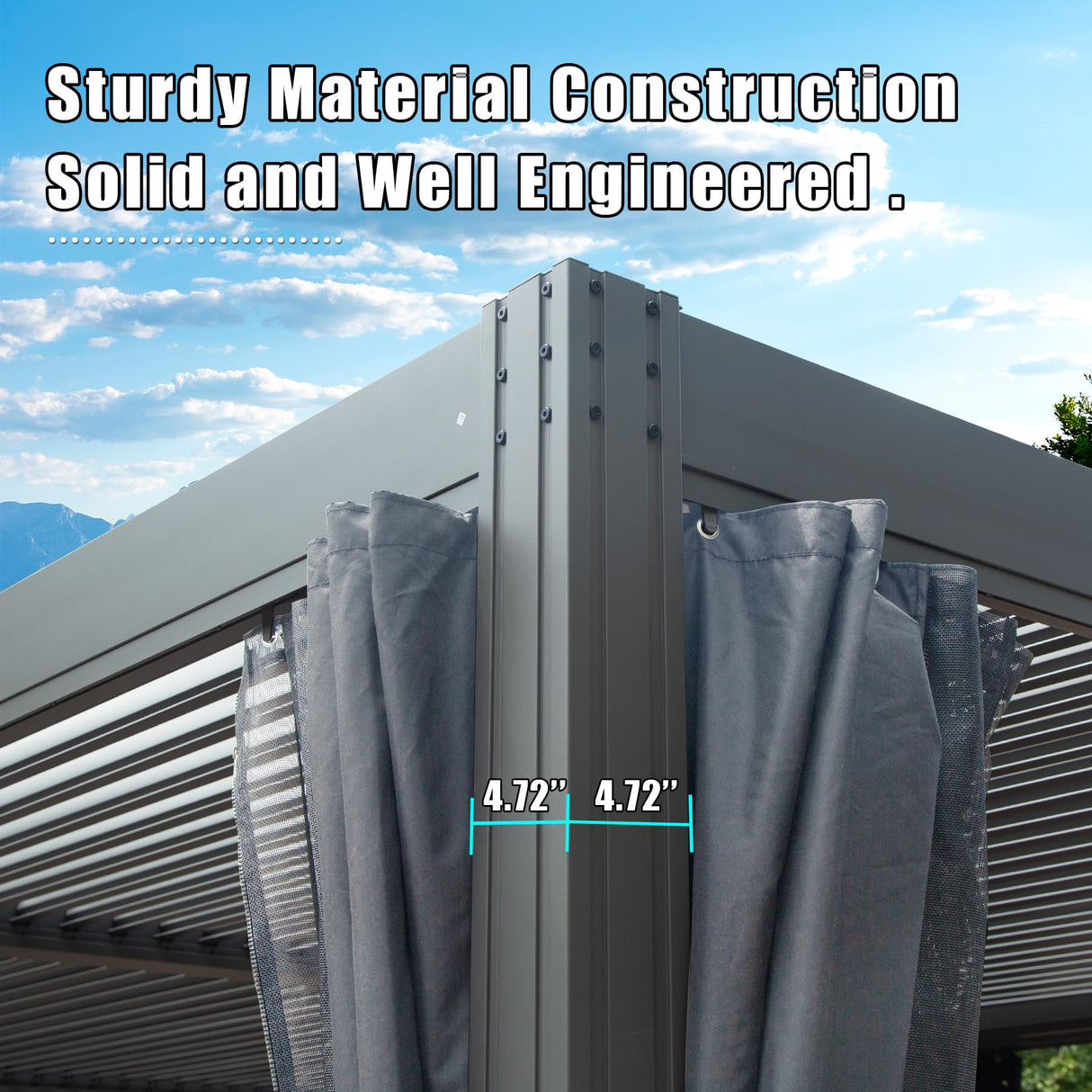 Domi Outdoor Louvered Pergola 12x20FT Full Aluminum Structure,Patio Rainproof Pergola with Two Independently Adjustable Roof for Patio Backyard Garden w/Curtains and Netting - Dark Gray domi outdoor living