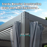 Domi Outdoor Louvered Pergola 12x20FT Full Aluminum Structure,Patio Rainproof Pergola with Two Independently Adjustable Roof for Patio Backyard Garden w/Curtains and Netting - Dark Gray domi outdoor living