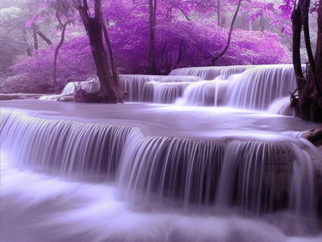 Diymood DIY 5D Diamond Painting Kits for Adults Purple Woods Waterfall - Diamond Art Kits for Adults | Full Drill Round | Crystal Mosaic Picture | Beginner | Home Wall Decor | 40x50cm (16x20inch) Diymood