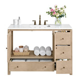 Alaterre Furniture Lucca 48 Inch Bathroom Vanity - Freestanding Cabinet Without Sink - Wood Bathroom Vanity with Large Bottom Drawer, 3 Small Drawers, and Soft-Close Doors (Natural) Alaterre Furniture