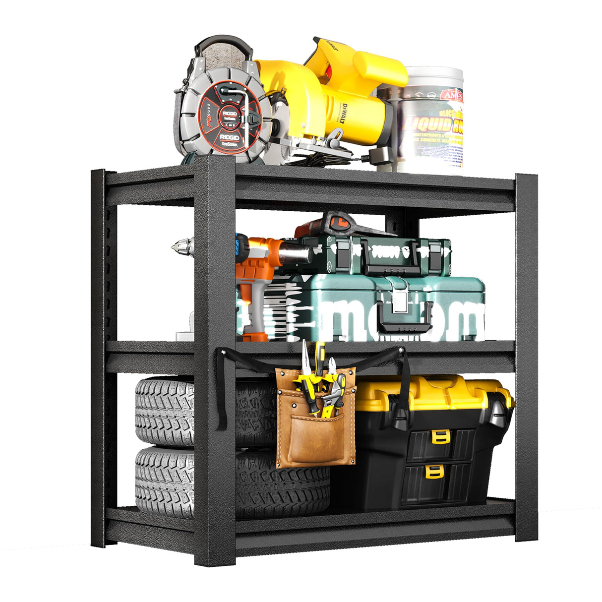 40-50 Gallon Fish Tank Stand, Modern Metal Aquarium Stand, Adjustable Heavy Duty Reptile Terrarium Tank Stand, Adjustable 3-Tier Fish Tank Rack Shelf for Home Office, 31.5"L x 18"W x 34"H, Black cloblane