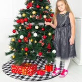 48 Inch Buffalo Plaid Christmas Tree Skirt Large Black and White Buffalo Plaid Double Layers Tree Skirt for Holiday Christmas Decorations Hxezoc