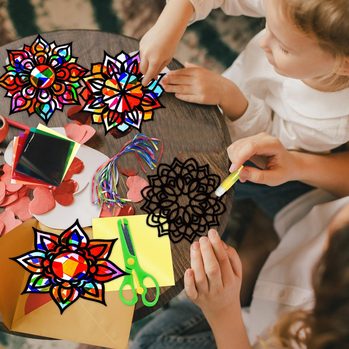 EggSun 36 Sets Mandala Suncatchers Craft Kit for Kids Adults Ornaments Stained Glass Window Arts and Crafts Paper Kit for VBS Classroom Holiday Birthday Projects Home Party Decorations Ages 4 8 12 EggSun